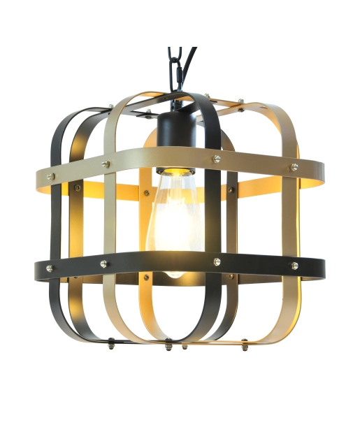 Zdjęcie: Lampa wisząca Klatka E27 czarna + złoto IL MIO