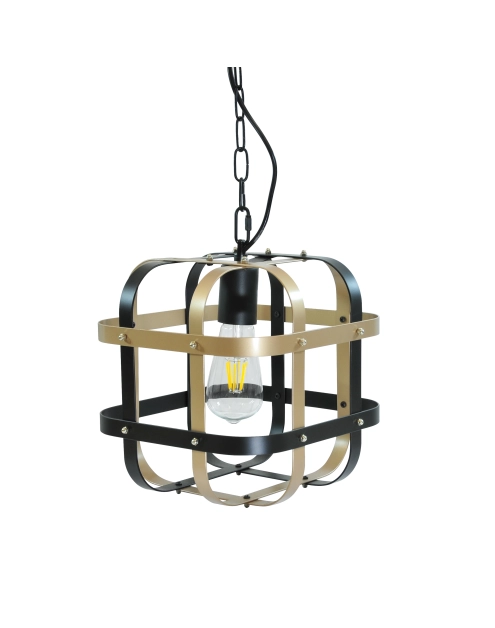 Zdjęcie: Lampa wisząca Klatka E27 czarna + złoto IL MIO