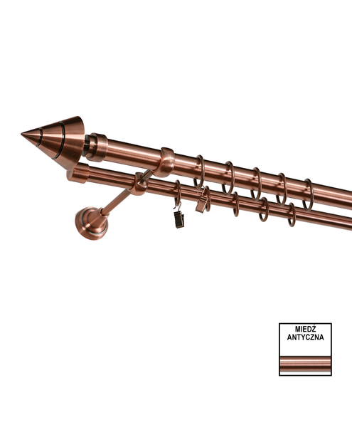 Zdjęcie: Karnisz podwójny Zeus fi 25 mm - 200 cm avanti miedź KARWEL