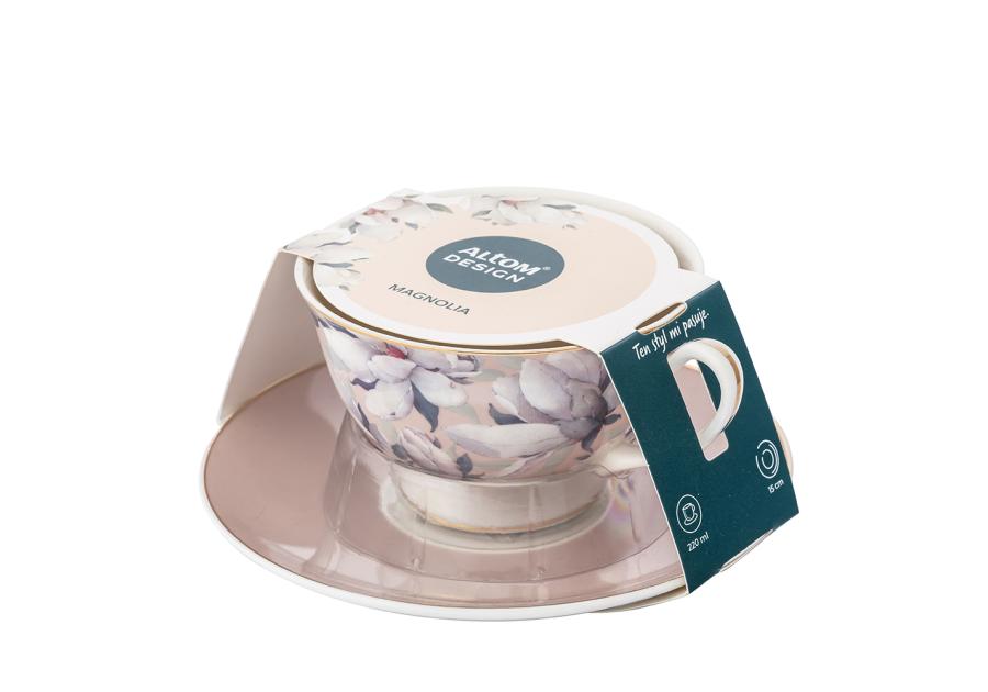 Zdjęcie: Filiżanka Magnolia różowa 220 ml ze spodkiem dekoracja Moja kochana ALTOM DESIGN