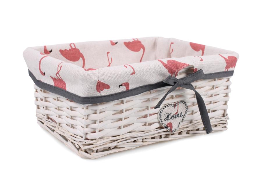 Zdjęcie: Szuflada wiklinowa z materiałem w flamingi 30x21x12 cm TIN TOURS
