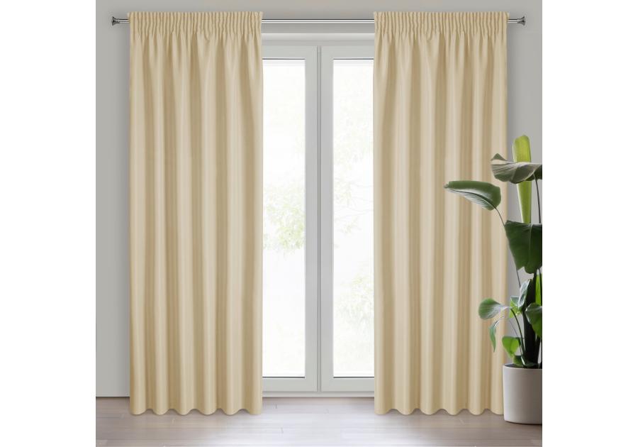Zdjęcie: Zasłona gotowa Rita na taśmie 140x270 cm beżowy EUROFIRANY