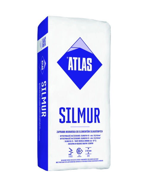 Zdjęcie: Zaprawa murarska do elementów silikatowych szara Silmur M10S - 25 kg ATLAS