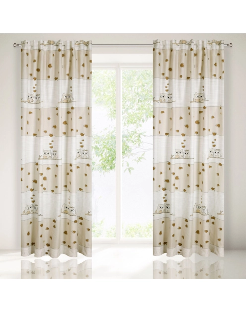 Zdjęcie: Zasłona dziecięca Kids 140x250 cm kremowo-beżowa na taśmie EUROFIRANY