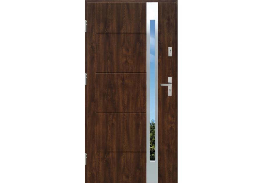 Zdjęcie: Drzwi zewnętrzne stalowo-drewniane Disting Nicolo 12B Orzech 90 cm lewe KR CENTER