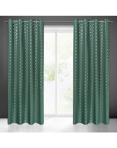 Zdjęcie: Zasłona gotowa Cube 140 x 250 cm ciemnozielony EUROFIRANY