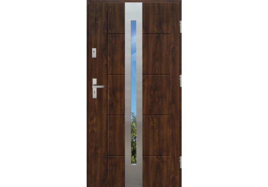 Zdjęcie: Drzwi zewnętrzne stalowo-drewniane Disting Nicolo 08 Orzech 90 cm prawe KR CENTER