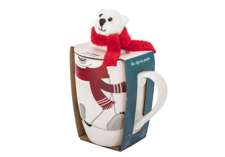 Zdjęcie: Zimowy kubek baryłka 340 ml z maskotką miś ALTOM DESIGN