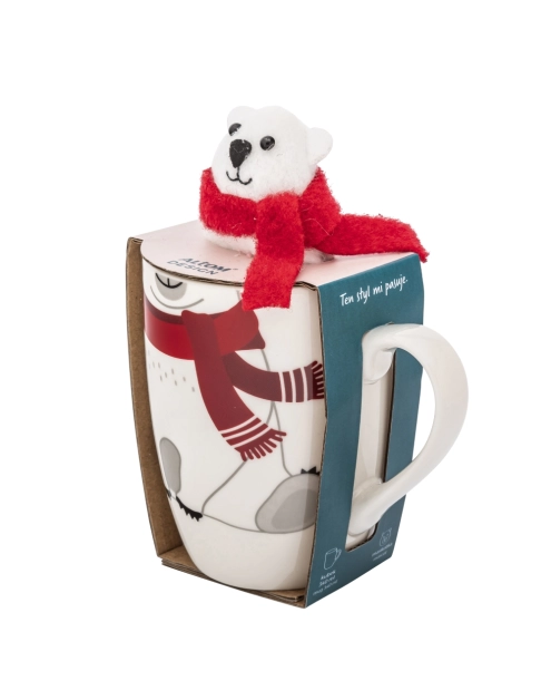 Zdjęcie: Zimowy kubek baryłka 340 ml z maskotką miś ALTOM DESIGN