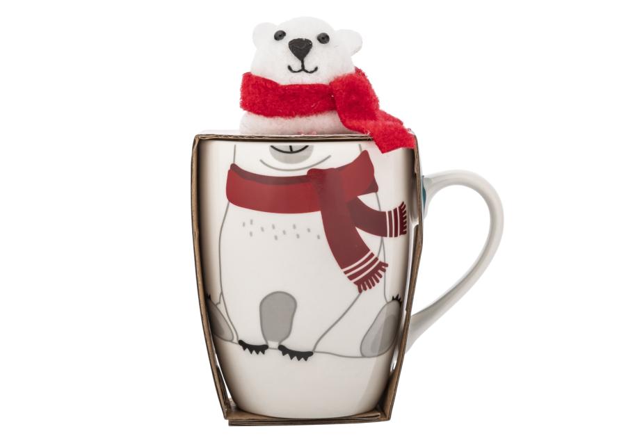 Zdjęcie: Zimowy kubek baryłka 340 ml z maskotką miś ALTOM DESIGN