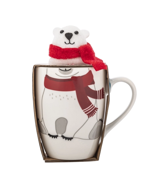 Zdjęcie: Zimowy kubek baryłka 340 ml z maskotką miś ALTOM DESIGN