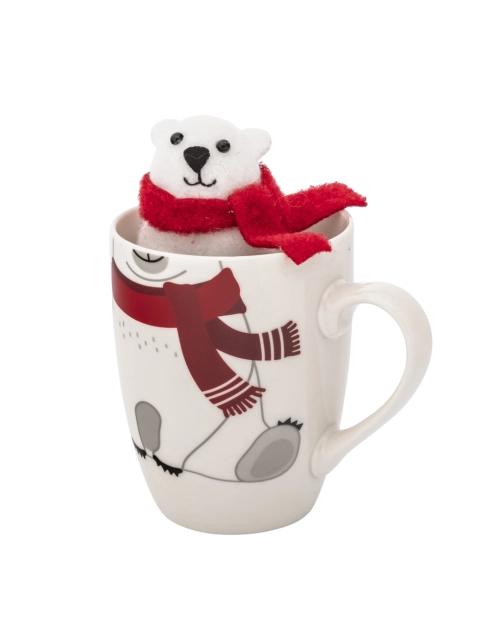 Zdjęcie: Zimowy kubek baryłka 340 ml z maskotką miś ALTOM DESIGN