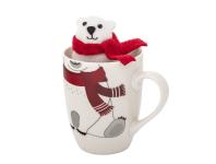 Zdjęcie: Zimowy kubek baryłka 340 ml z maskotką miś ALTOM DESIGN