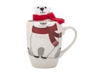 Zdjęcie: Zimowy kubek baryłka 340 ml z maskotką miś ALTOM DESIGN