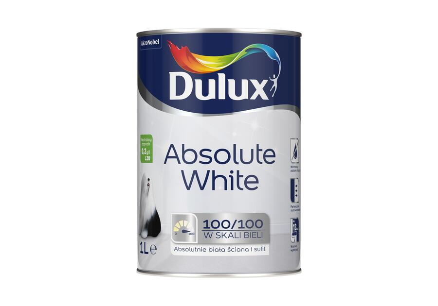 Zdjęcie: Farba do ścian i sufitów Absolut White biały 1 L DULUX