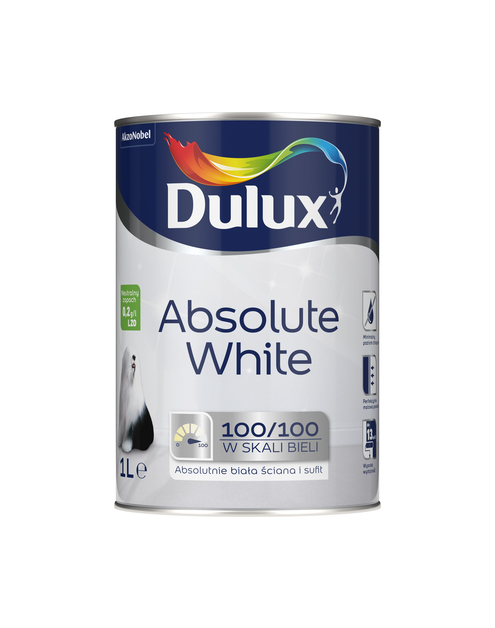 Zdjęcie: Farba do ścian i sufitów Absolut White biały 1 L DULUX