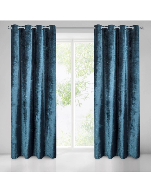 Zdjęcie: Zasłona Elizia 140x250 cm granatowa na przelotkach EUROFIRANY