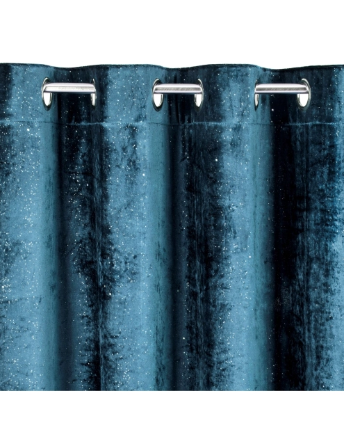 Zdjęcie: Zasłona Elizia 140x250 cm granatowa na przelotkach EUROFIRANY