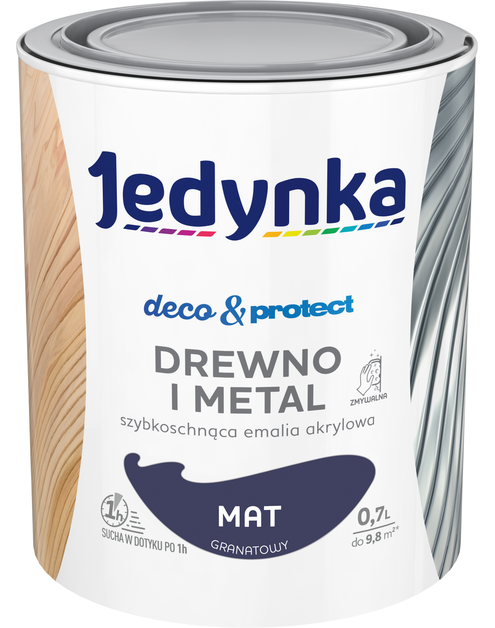 Zdjęcie: Farba do drewna i metalu Deco&Protect mat granatowy 0,7 L JEDYNKA