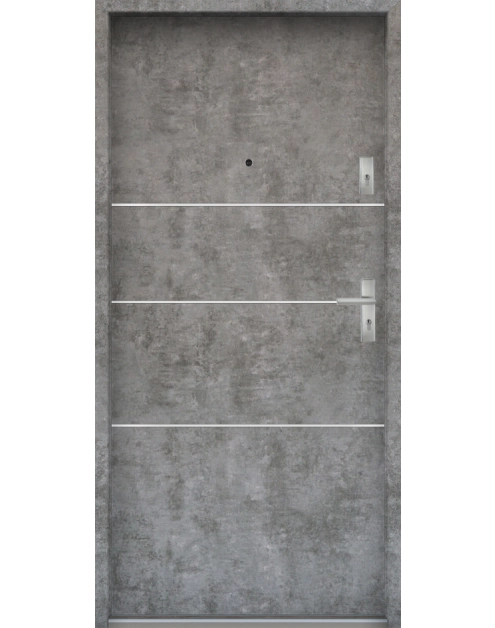 Zdjęcie: Drzwi wejściowe do mieszkań Bastion A-66 Beton srebrny 80 cm lewe OSP KR CENTER