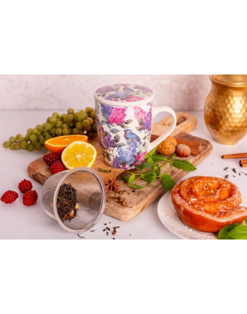 Zdjęcie: Kubek z zaparzaczem i pokrywką 340 ml dekoracja bez ALTOM DESIGN