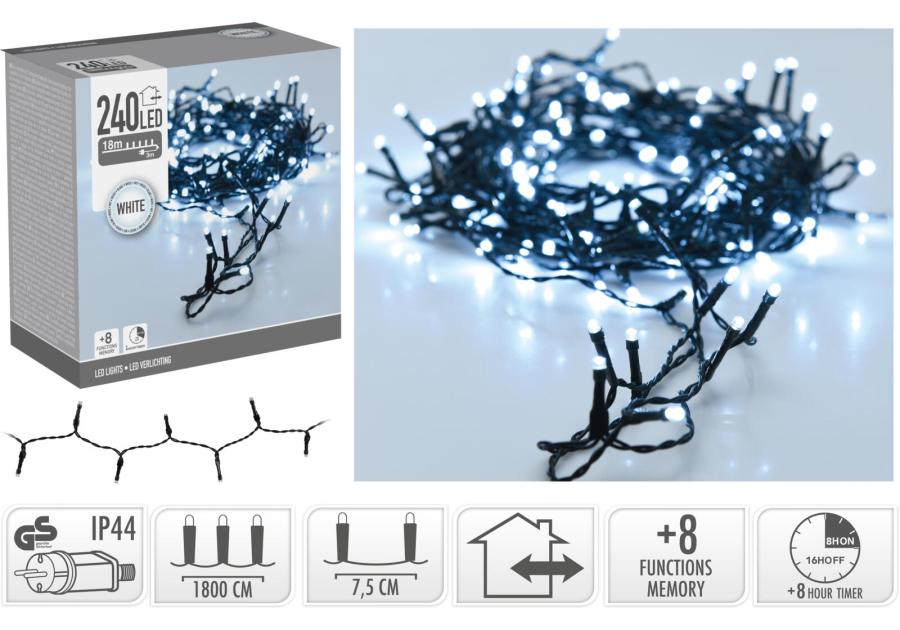 Zdjęcie: Łańcuch świetlny 18 m 240 led biały KOOPMAN