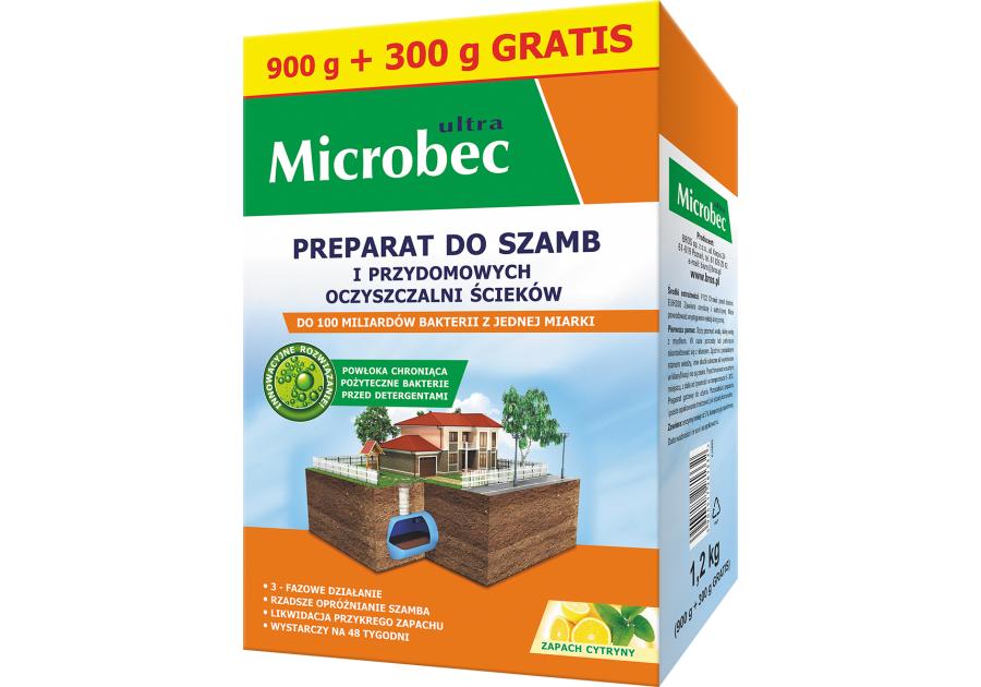 Zdjęcie: Preparat do szamb Microbec Ultra 900 g + 300 g gratis BROS