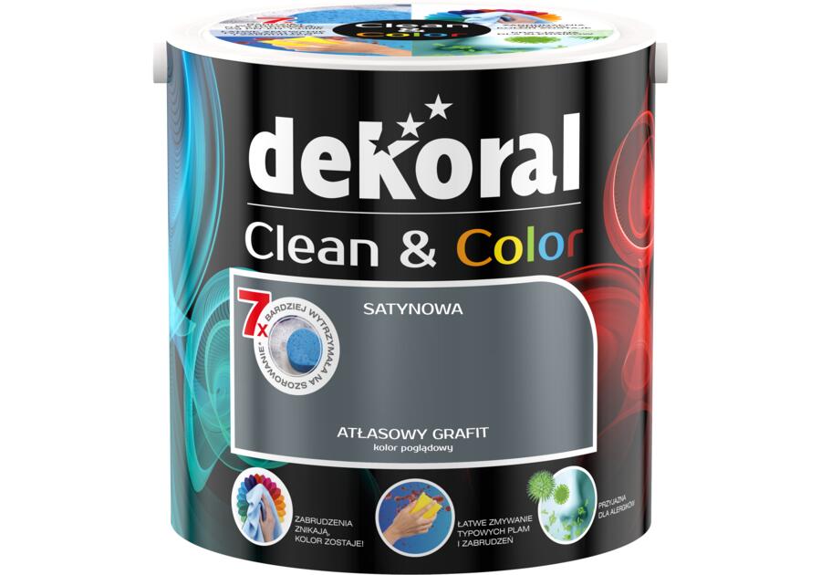 Zdjęcie: Farba satynowa Clean&Color 2,5 L atlasowy grafit DEKORAL