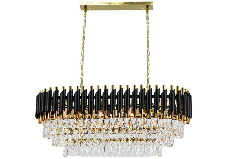 Zdjęcie: Lampa wisząca Toledo 8-punktowa 80 cm czarno-złota ELEM