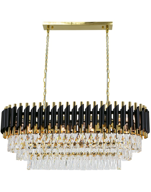 Zdjęcie: Lampa wisząca Toledo 8-punktowa 80 cm czarno-złota ELEM