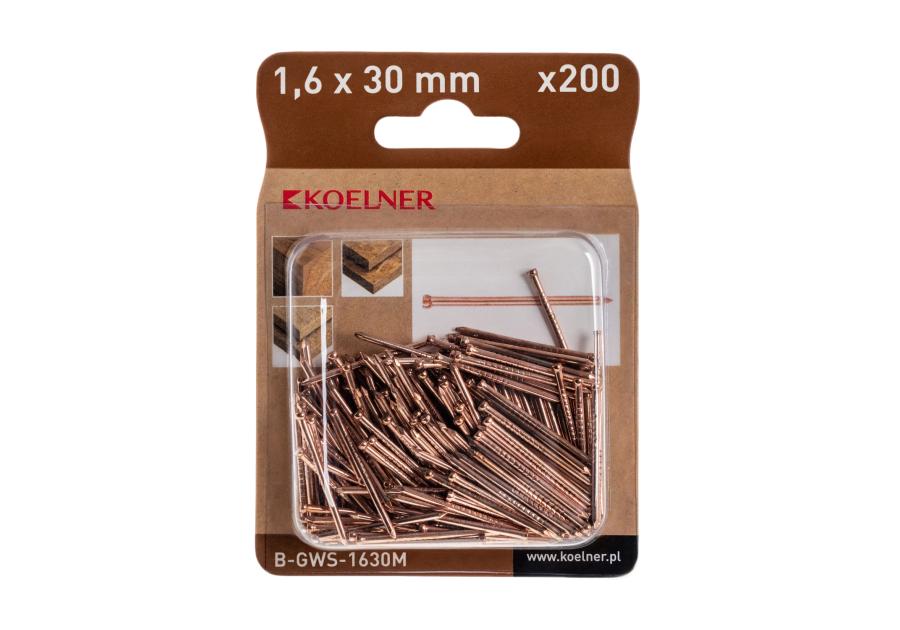 Zdjęcie: Gwoździe stolarskie 16x30 mm miedziowane 200 sztuk KOELNER