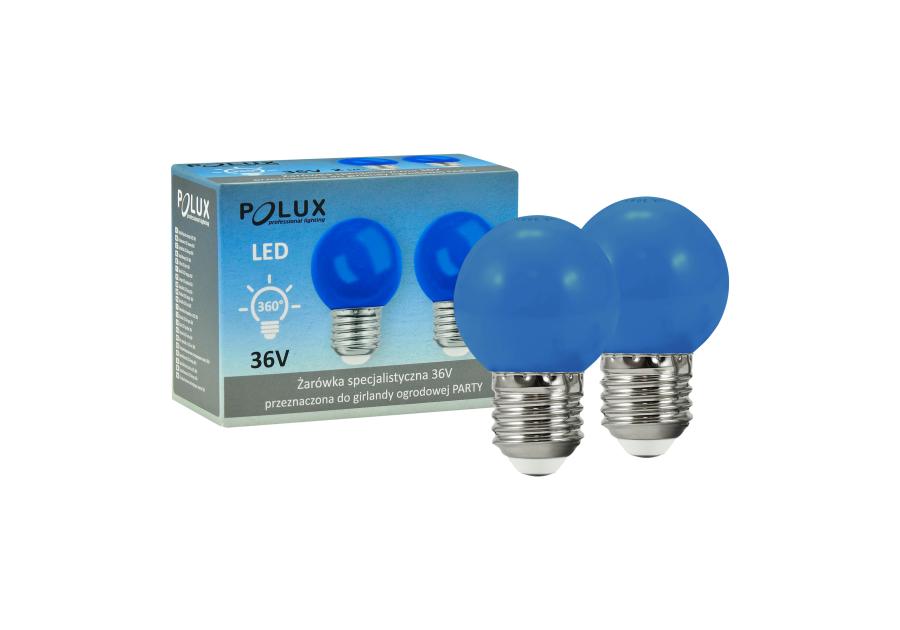 Zdjęcie: Żarówka LED G45 E27 36V 0,5 W niebieskie 2 szt. POLUX