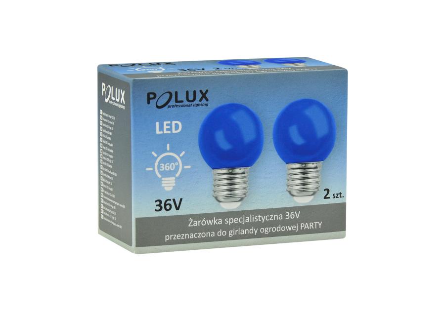 Zdjęcie: Żarówka LED G45 E27 36V 0,5 W niebieskie 2 szt. POLUX