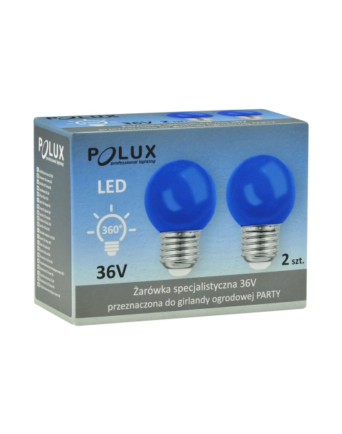 Zdjęcie: Żarówka LED G45 E27 36V 0,5 W niebieskie 2 szt. POLUX