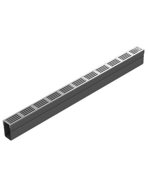 Zdjęcie: Kanał Slimline z PVC 1 m z rusztem aluminiowym srebrny ACO