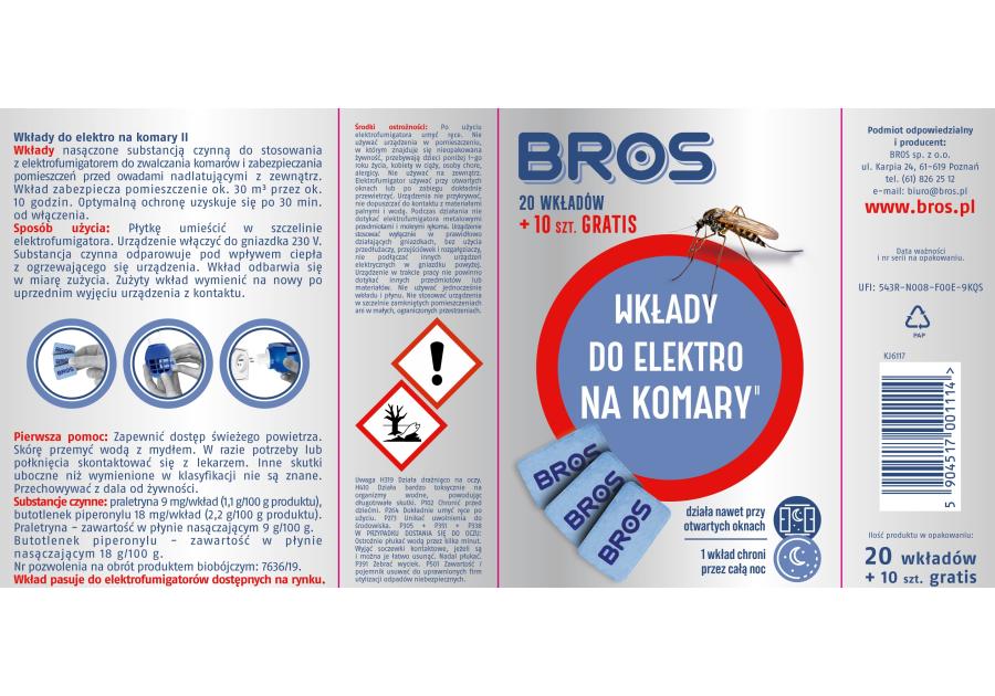 Zdjęcie: Wkłady do elekrtrycznego odstraszacza komarów 20 szt. BROS