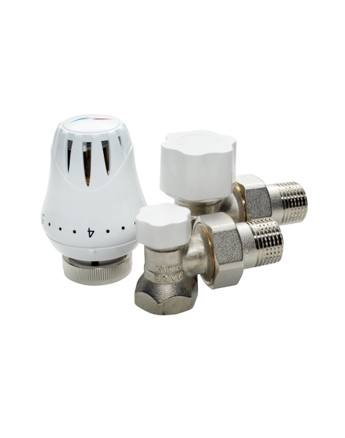 Zdjęcie: Termostatyczny zestaw grzejnikowy kątowy 1/2 LUXOR