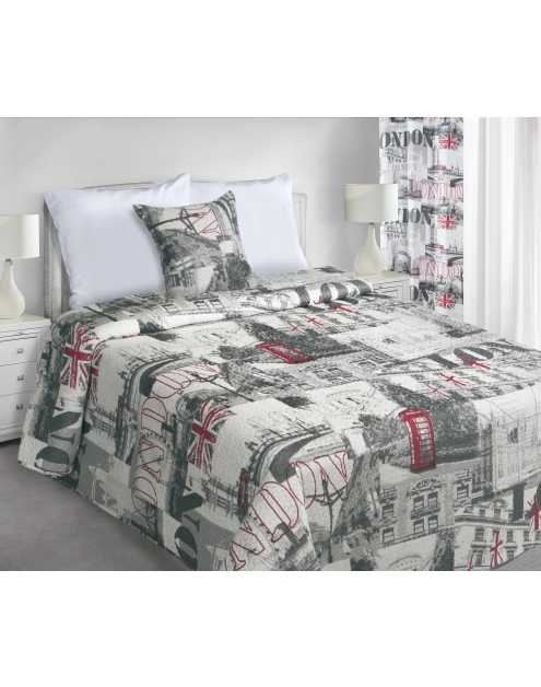 Zdjęcie: Zasłona London 140x250 cm biało-stalowo na przelotkach EUROFIRANY