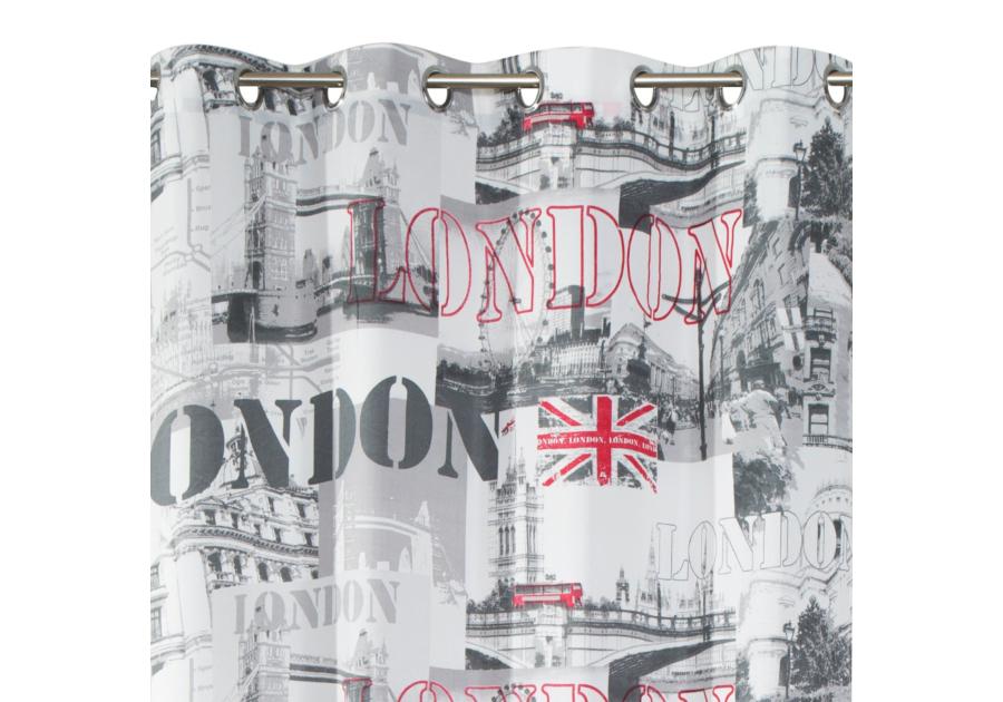 Zdjęcie: Zasłona London 140x250 cm biało-stalowo na przelotkach EUROFIRANY