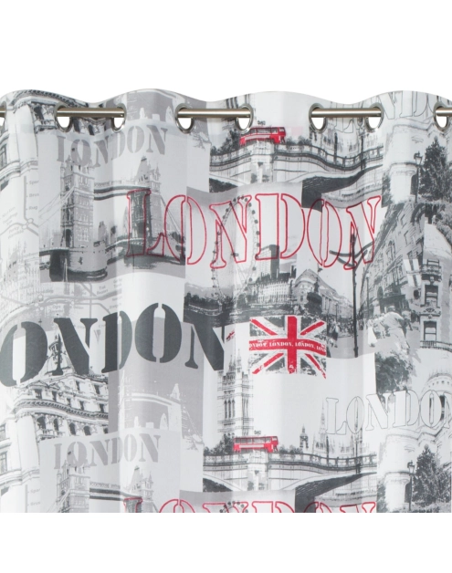 Zdjęcie: Zasłona London 140x250 cm biało-stalowo na przelotkach EUROFIRANY
