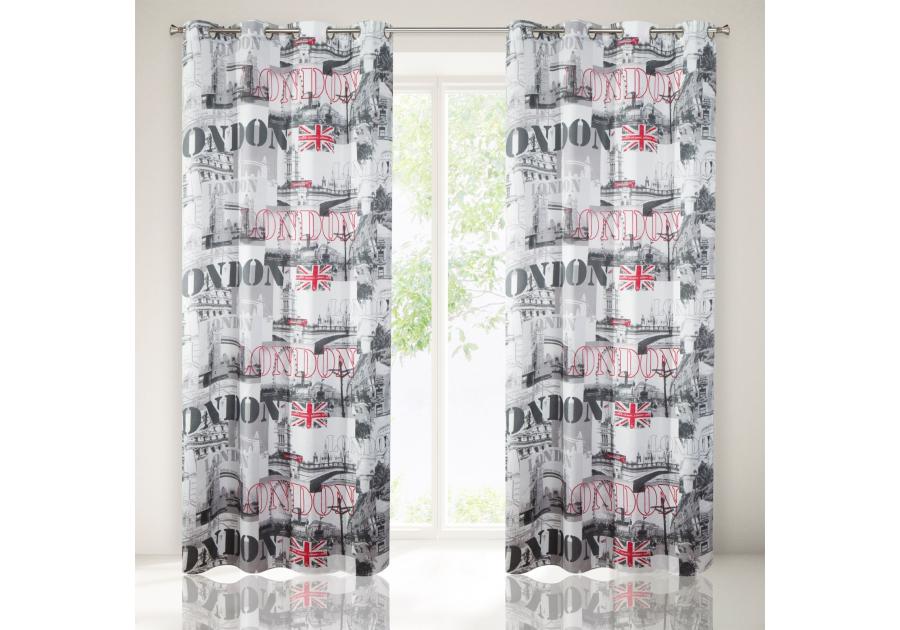 Zdjęcie: Zasłona London 140x250 cm biało-stalowo na przelotkach EUROFIRANY