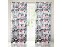 Zdjęcie: Zasłona London 140x250 cm biało-stalowo na przelotkach EUROFIRANY