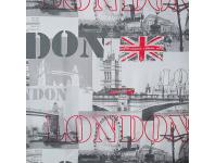 Zdjęcie: Zasłona London 140x250 cm biało-stalowo na przelotkach EUROFIRANY