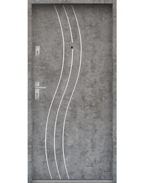 Zdjęcie: Drzwi wejściowe do mieszkań Bastion R-60 Beton srebrny 80 cm (NW) prawe ODO KR CENTER