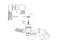 Zdjęcie: Zestaw odpływowo-przelewowy wannowy z odejściem 40/50 mm pokrętło mosiądz chrom MCALPINE