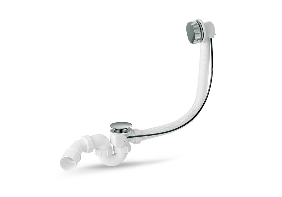 Zdjęcie: Zestaw odpływowo-przelewowy wannowy z odejściem 40/50 mm pokrętło mosiądz chrom MCALPINE