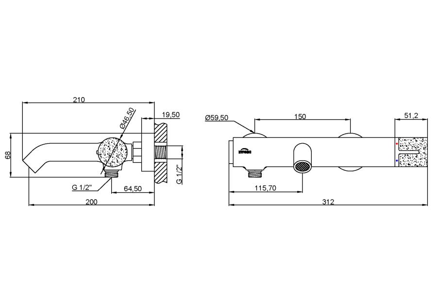 Zdjęcie: Bateria wannowa Gabro Plus chrom INVENA