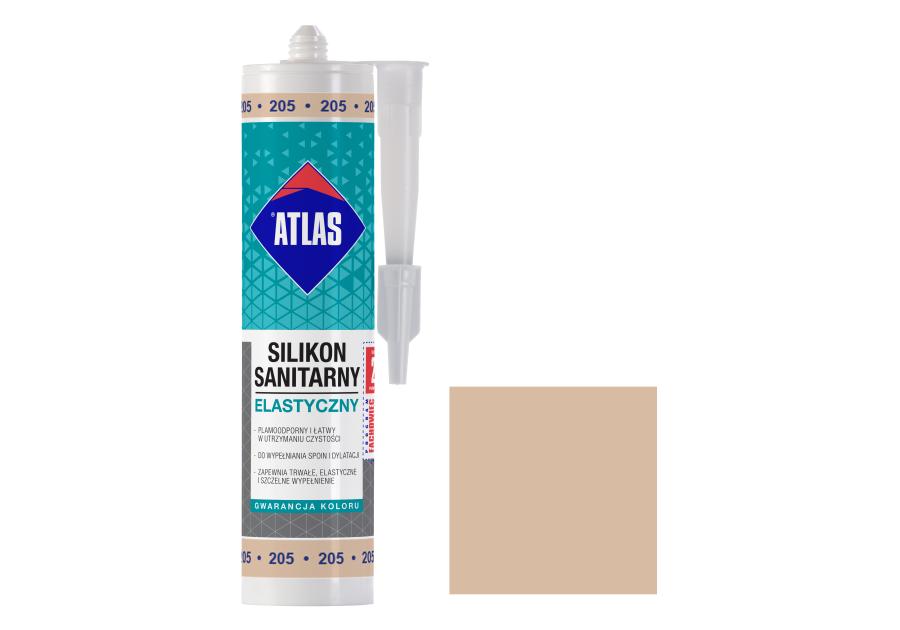 Zdjęcie: Silikon sanitarny elastyczny 205 kremowy 280 ml ATLAS