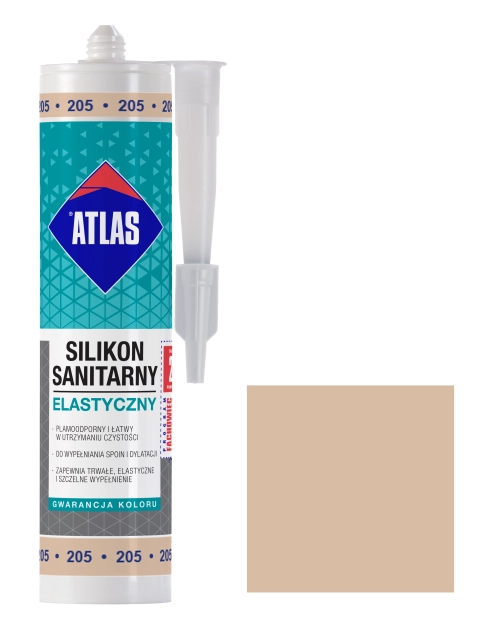 Zdjęcie: Silikon sanitarny elastyczny 205 kremowy 280 ml ATLAS
