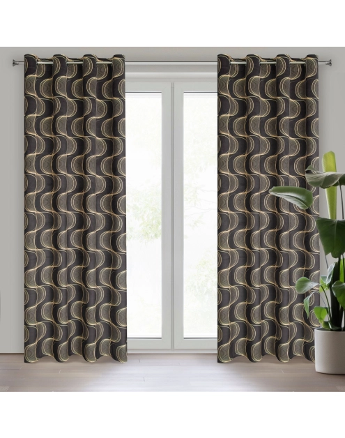 Zdjęcie: Zasłona gotowa Pola 140 x 250 cm czarny EUROFIRANY